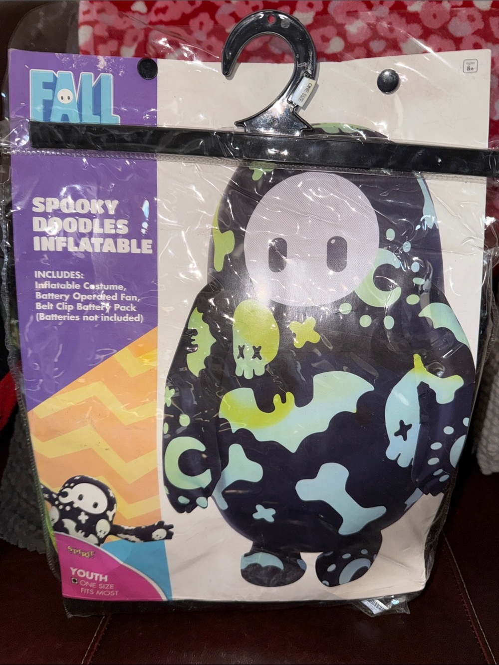 Fall Guys Spooky Doodles Inflatable Youth Costume - Black with Neon Accents